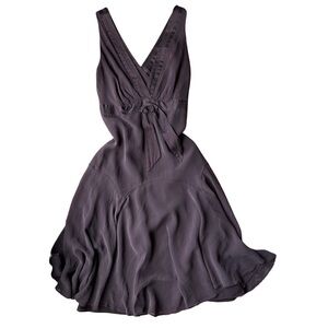 Ted Baker Sleeveless V-Neck Tie-Waist Dress in Brown
